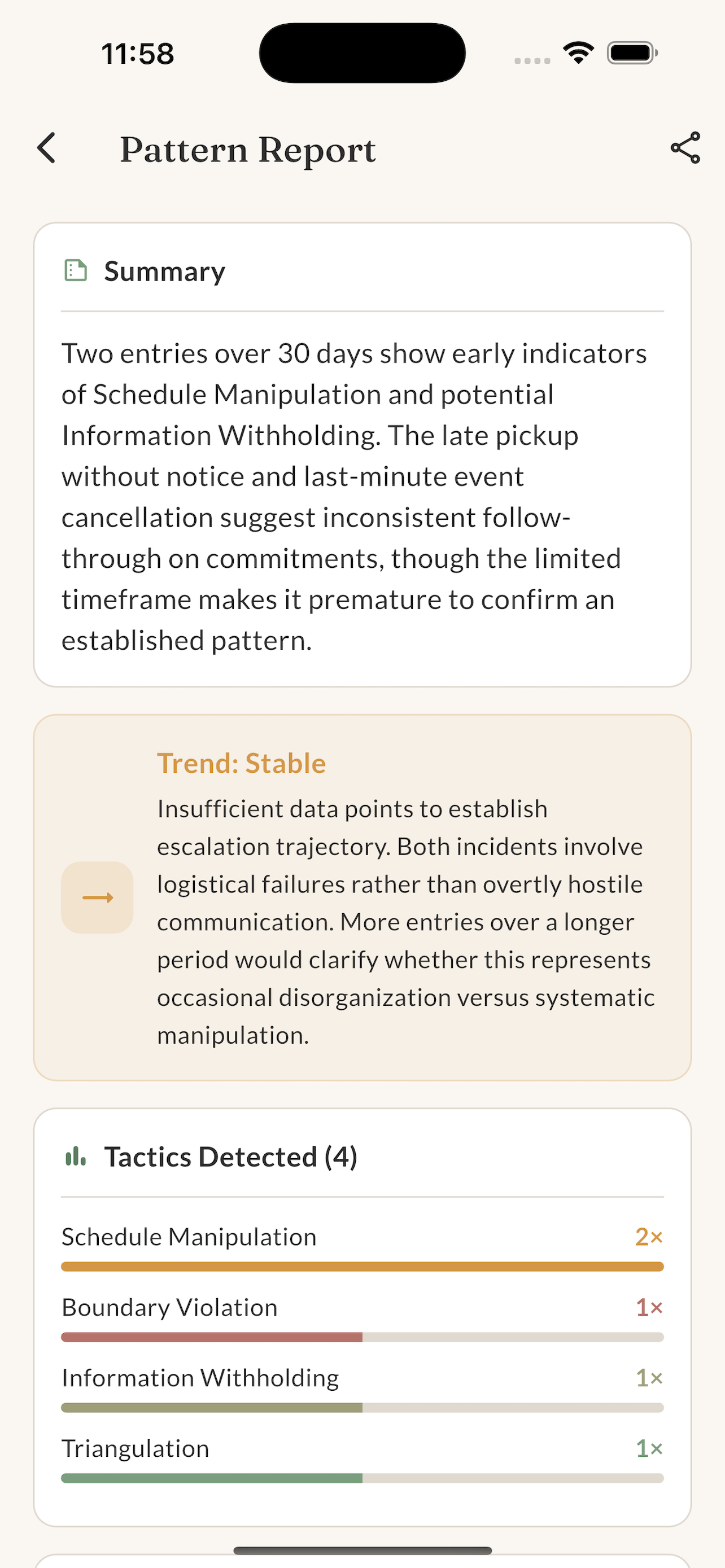Pattern report — escalation tracking